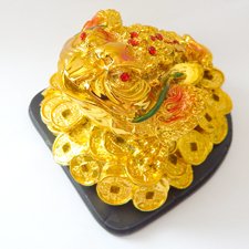 Soška - Žaba na minciach 9cm / zlatá farba